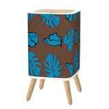 Midcentury Monstera Leaf Trash Can – Brown Blue Retro Nordic Waste Bin - One Size - retro tash cans