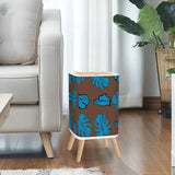 Midcentury Monstera Leaf Trash Can – Brown Blue Retro Nordic Waste Bin - One Size - retro tash cans