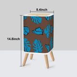 Midcentury Monstera Leaf Trash Can – Brown Blue Retro Nordic Waste Bin - One Size - retro tash cans