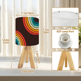 Midcentury Rainbow Retro Table Lamp – Wood Tripod Base Linen Shade - retro table lamps