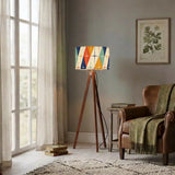 Midcentury Retro Floor Lamp – 60s Atomic Linen Shade Tripod Base Smart LED - retro floor lamps