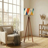 Midcentury Retro Floor Lamp – 60s Atomic Linen Shade Tripod Base Smart LED - retro floor lamps