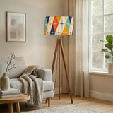 Midcentury Retro Floor Lamp – 60s Atomic Linen Shade Tripod Base Smart LED - retro floor lamps