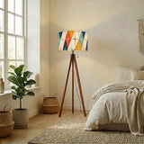 Midcentury Retro Floor Lamp – 60s Atomic Linen Shade Tripod Base Smart LED - retro floor lamps