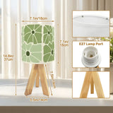 Midcentury Retro Tripod Table Lamp – Green White Floral Bedside Lamp - retro table lamps