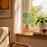 Midcentury Retro Tripod Table Lamp – Green White Floral Bedside Lamp - retro table lamps