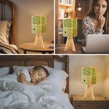 Midcentury Retro Tripod Table Lamp – Green White Floral Bedside Lamp - retro table lamps