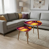 Midcentury Retro Tripod Table Lamp: Vibrant Orange Red Linen Shade Remote - retro ads