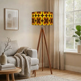 Midcentury Scandi Style Retro Tripod Floor Lamp - 70s Abstract Flowers Remote LED - retro floor lamps