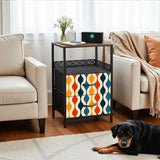 Midcentury Side Table with Power Outlets - Nightstand With Two Drawers - retro bedside table