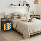 Midcentury Side Table with Power Outlets - Nightstand With Two Drawers - retro bedside table