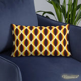 MIDCENTURY THROW PILLOW 1960s Brown Yellow White Retro Grid Cushion Graphic Art - retro pillow