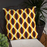 MIDCENTURY THROW PILLOW 1960s Brown Yellow White Retro Grid Cushion Graphic Art - retro pillow