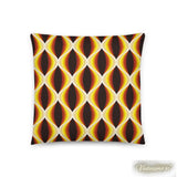 MIDCENTURY THROW PILLOW 1960s Brown Yellow White Retro Grid Cushion Graphic Art - retro pillow