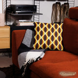 MIDCENTURY THROW PILLOW 1960s Brown Yellow White Retro Grid Cushion Graphic Art - retro pillow