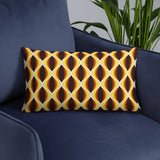 MIDCENTURY THROW PILLOW 1960s Brown Yellow White Retro Grid Cushion Graphic Art - retro pillow
