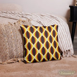 MIDCENTURY THROW PILLOW 1960s Brown Yellow White Retro Grid Cushion Graphic Art - retro pillow