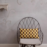 MIDCENTURY THROW PILLOW 1960s Brown Yellow White Retro Grid Cushion Graphic Art - retro pillow