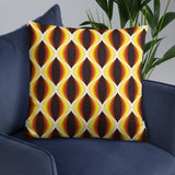 MIDCENTURY THROW PILLOW 1960s Brown Yellow White Retro Grid Cushion Graphic Art - retro pillow