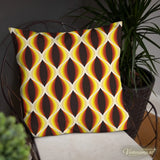 MIDCENTURY THROW PILLOW 1960s Brown Yellow White Retro Grid Cushion Graphic Art - retro pillow