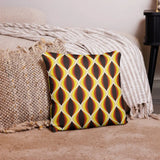 MIDCENTURY THROW PILLOW 1960s Brown Yellow White Retro Grid Cushion Graphic Art - retro pillow