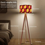 Midcentury Tripod Floor Lamp – Retro 1970s Print Shade orange red yellow - retro floor lamps