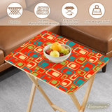 Midcentury TV Tray 4 Tables Set with Rack – Foldable Wooden Snack Tables - 4 Pack - retro tv tray