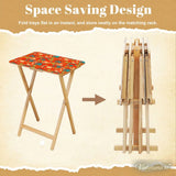 Midcentury TV Tray 4 Tables Set with Rack – Foldable Wooden Snack Tables - 4 Pack - retro tv tray