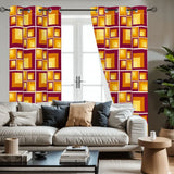 Midcentury Vintage Blackout Curtains: 70s Retro Vibrant Yellow Orange Red - retro curtains