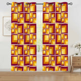 Midcentury Vintage Blackout Curtains: 70s Retro Vibrant Yellow Orange Red - 50’’x84’’x2pcs - retro curtains