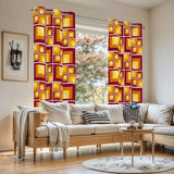 Midcentury Vintage Blackout Curtains: 70s Retro Vibrant Yellow Orange Red - retro curtains