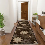 Mocha Retro Flower Hallway Runner Rugs – 60s 70s Midcentury Designs - 24’’x72’’ - retro runner