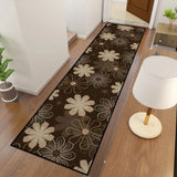 Mocha Retro Flower Hallway Runner Rugs – 60s 70s Midcentury Designs - retro runner