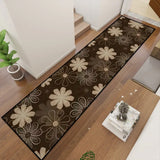 Mocha Retro Flower Hallway Runner Rugs – 60s 70s Midcentury Designs - retro runner