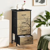 Moody Branches & Birds Dresser – Black Yellow Forest 4-Drawer Storage - retro dresser