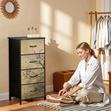 Moody Branches & Birds Dresser – Black Yellow Forest 4-Drawer Storage - retro dresser