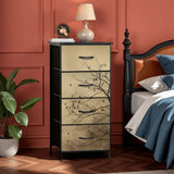 Moody Branches & Birds Dresser – Black Yellow Forest 4-Drawer Storage - retro dresser