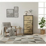 Moody Branches & Birds Dresser – Black Yellow Forest 4-Drawer Storage - retro dresser