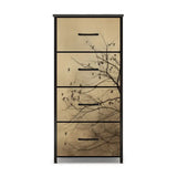 Moody Branches & Birds Dresser – Black Yellow Forest 4-Drawer Storage - retro dresser