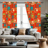 Multi Sizes 60s Vintage Grommet Curtains: Retro Blackout Drapes - retro curtains
