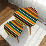 Multicolor Striped Triangle 60s Side Tables - Retro Tripod Nesting Table Set - retro nesting tables
