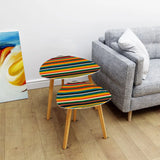 Multicolor Striped Triangle 60s Side Tables - Retro Tripod Nesting Table Set - retro nesting tables