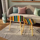 Multicolor Striped Triangle 60s Side Tables - Retro Tripod Nesting Table Set - retro nesting tables
