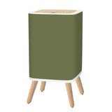 Nordic Retro Square Small Trash Can with Lid Olive Moss Green - One Size - retro tash cans