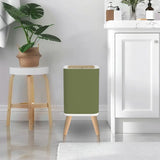 Nordic Retro Square Small Trash Can with Lid Olive Moss Green - One Size - retro tash cans