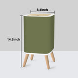 Nordic Retro Square Small Trash Can with Lid Olive Moss Green - One Size - retro tash cans