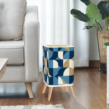 Nordic Retro Trash Can with Lid Blue Mid Century Modern Decor - One Size - retro tash cans