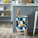 Nordic Retro Trash Can with Lid Blue Mid Century Modern Decor - One Size - retro tash cans