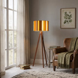 Nordic Retro Tripod Floor Lamp - 70s Brown Beige Yellow Stripes - retro floor lamps