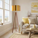 Nordic Retro Tripod Floor Lamp - 70s Brown Beige Yellow Stripes - retro floor lamps